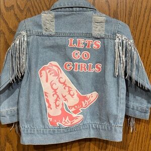 Fringe Denim Jacket with Star Accents Lets Go girls Country Music Western Shania